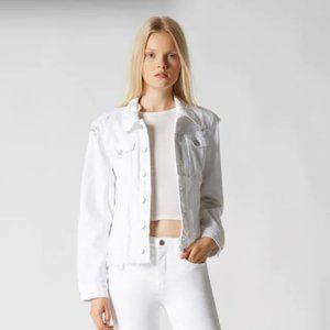 Blank NYC White Denim Cropped Jacket Like New